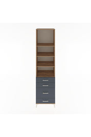 Hyperion Dolap 4 Raflı 4 Çekmeceli 60x44x243 Çam-Antrasit