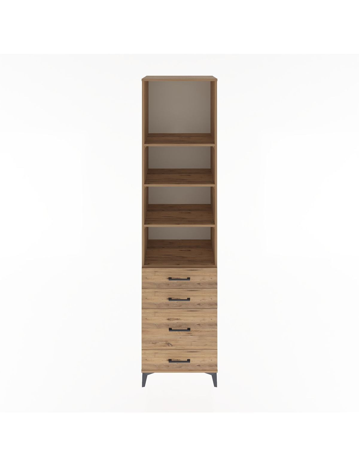 Hyperion Dolap 4 Raflı 4 Çekmeceli 60x44x243 Çam-Çam