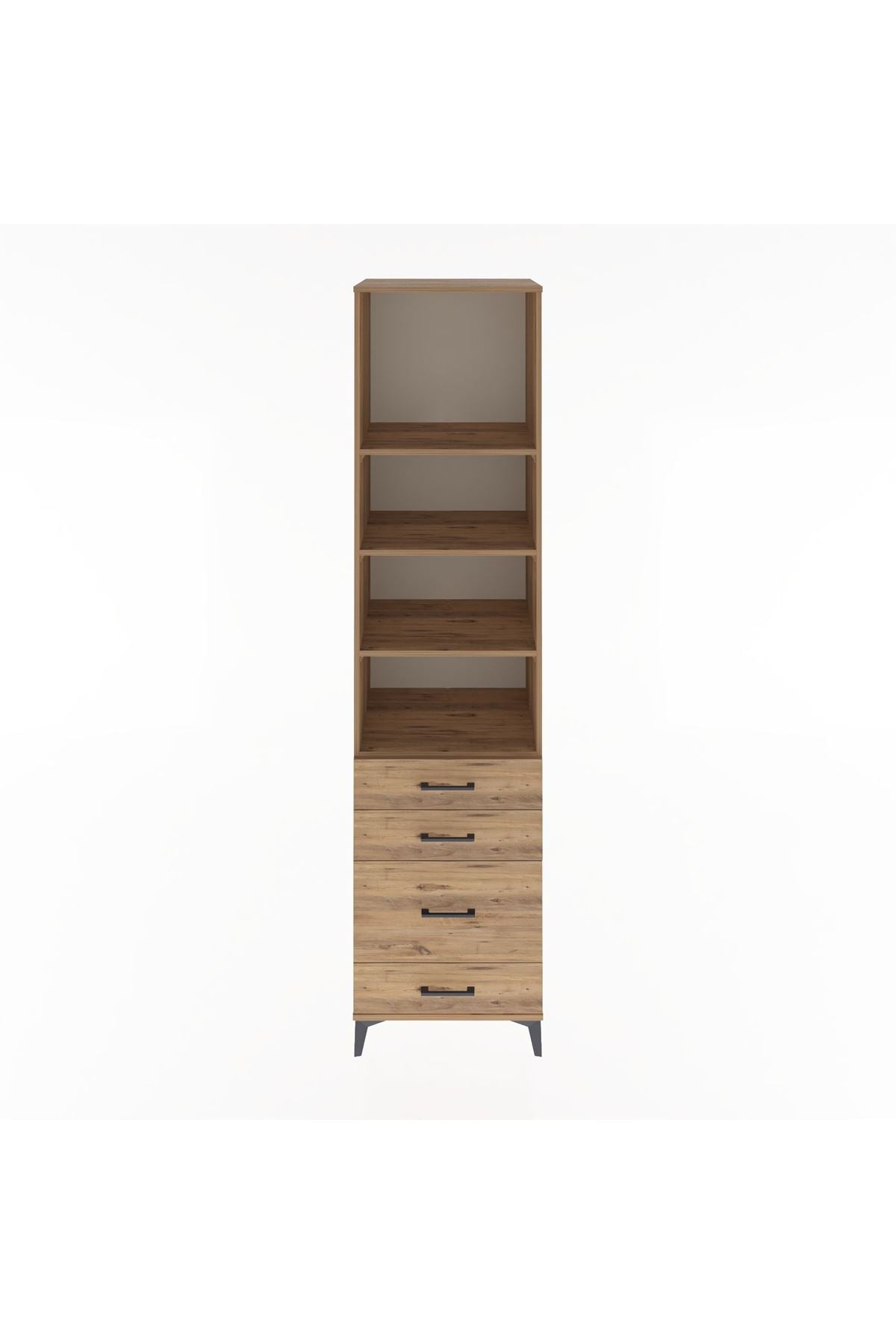 Hyperion Dolap 4 Raflı 4 Çekmeceli 60x44x243 Çam-Çam