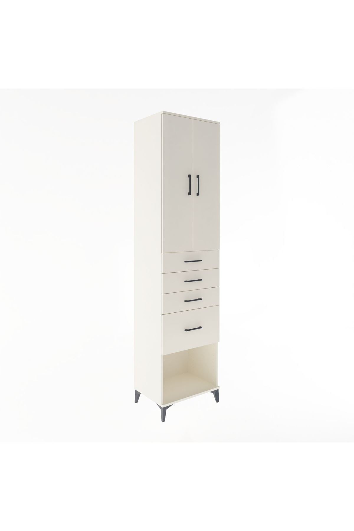 Hyperion Dolap 3 Raflı 4 Çekmeceli 2 Kapaklı 60x44x243 Aytaşı-Aytaşı