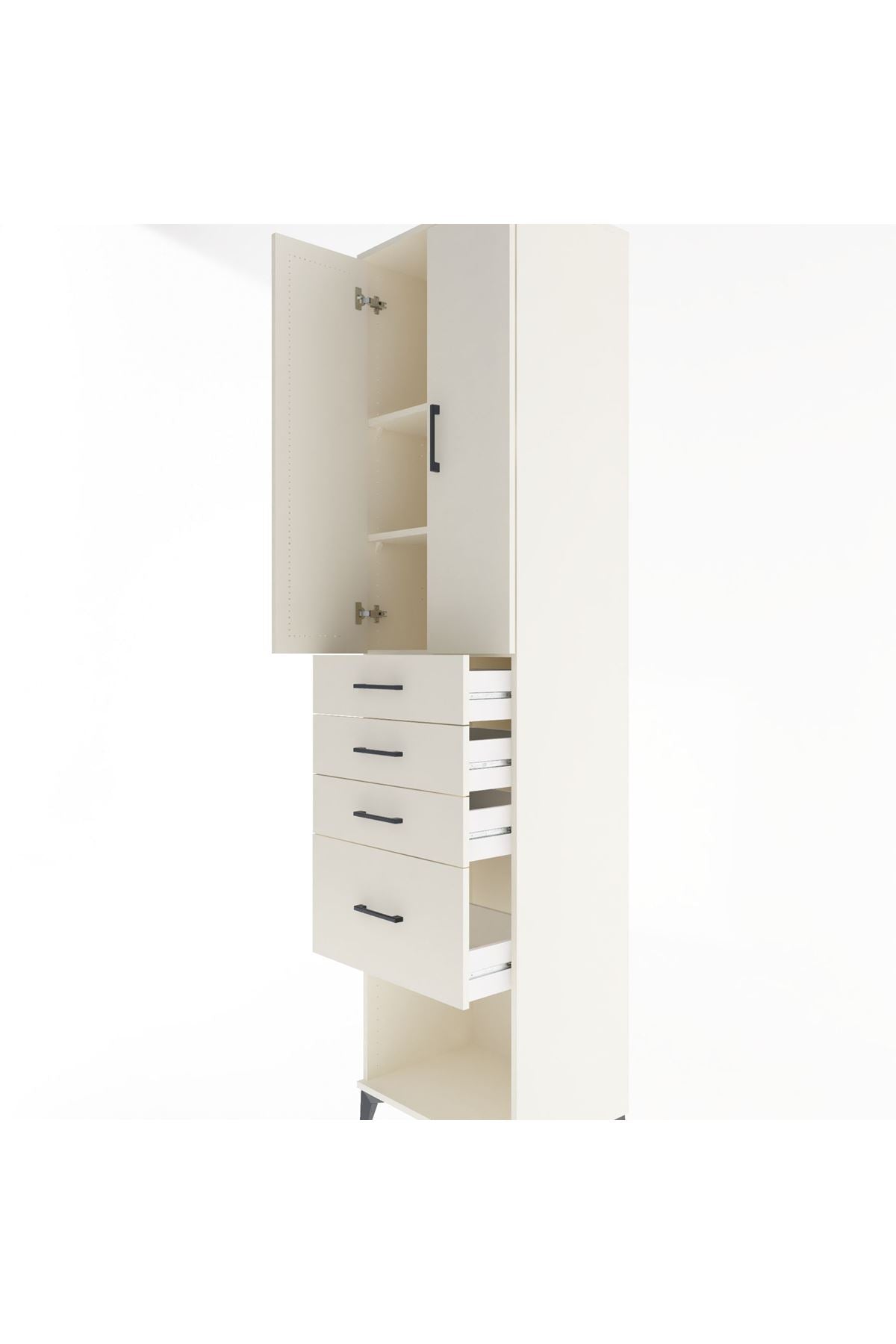 Hyperion Dolap 3 Raflı 4 Çekmeceli 2 Kapaklı 60x44x243 Aytaşı-Aytaşı