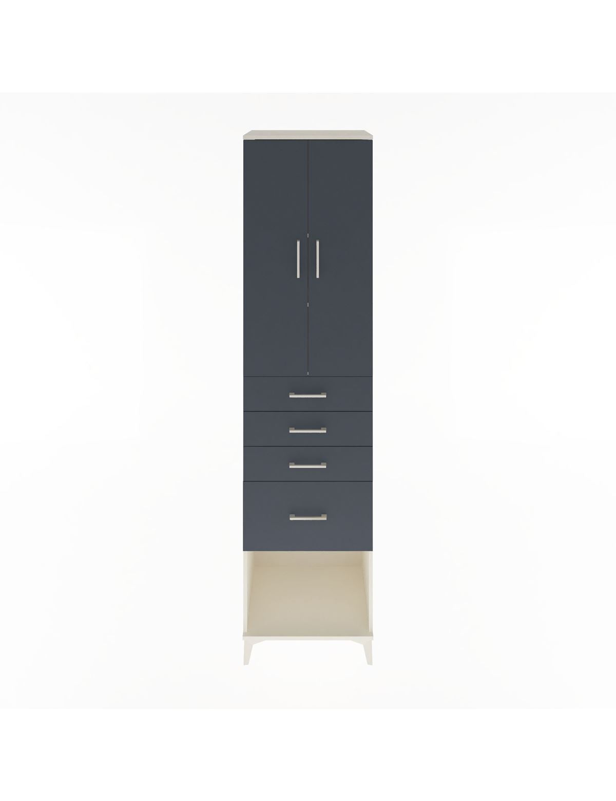 Hyperion Dolap 3 Raflı 4 Çekmeceli 2 Kapaklı 60x44x243 Aytaşı-Antrasit