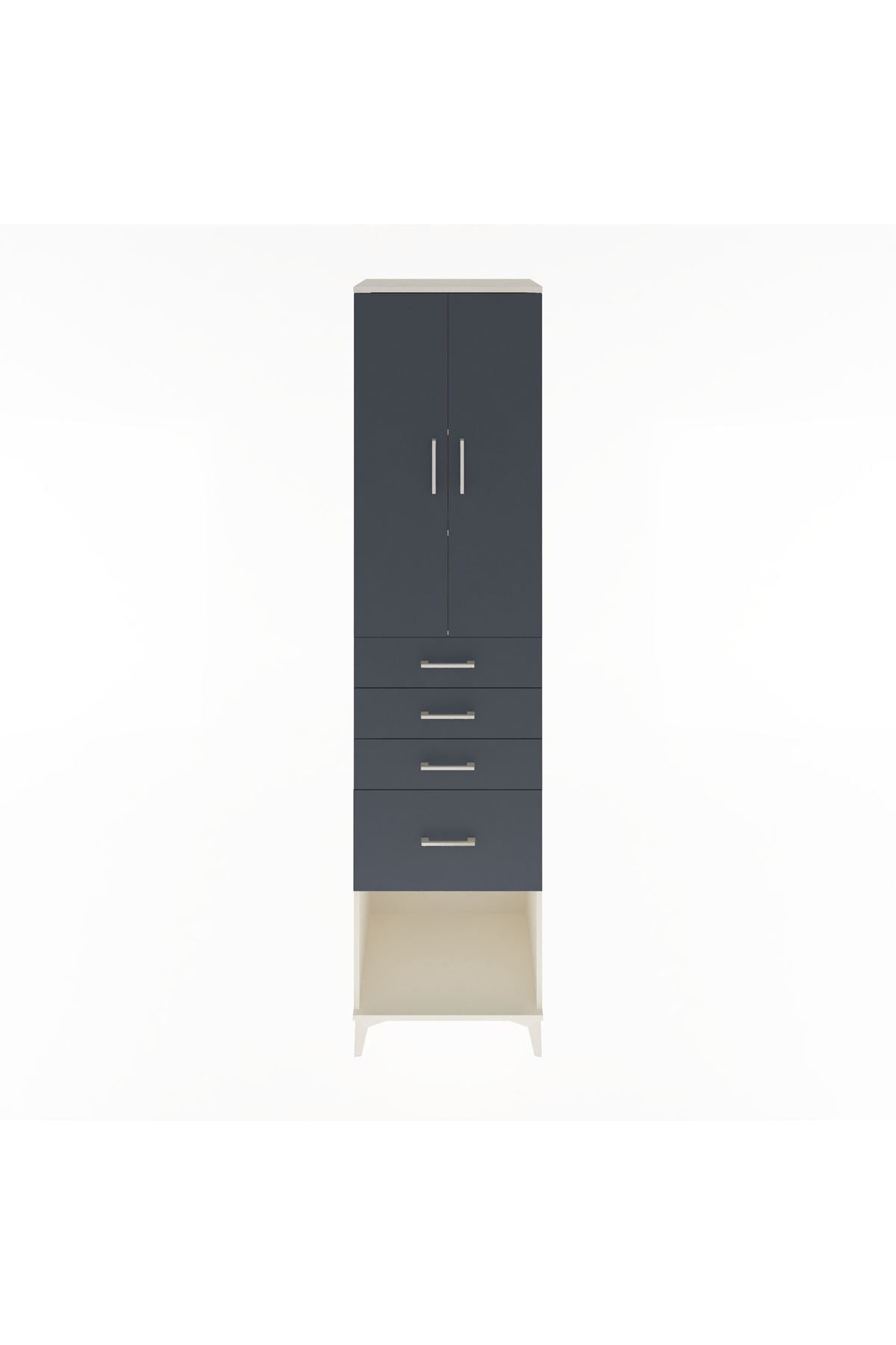 Hyperion Dolap 3 Raflı 4 Çekmeceli 2 Kapaklı 60x44x243 Aytaşı-Antrasit