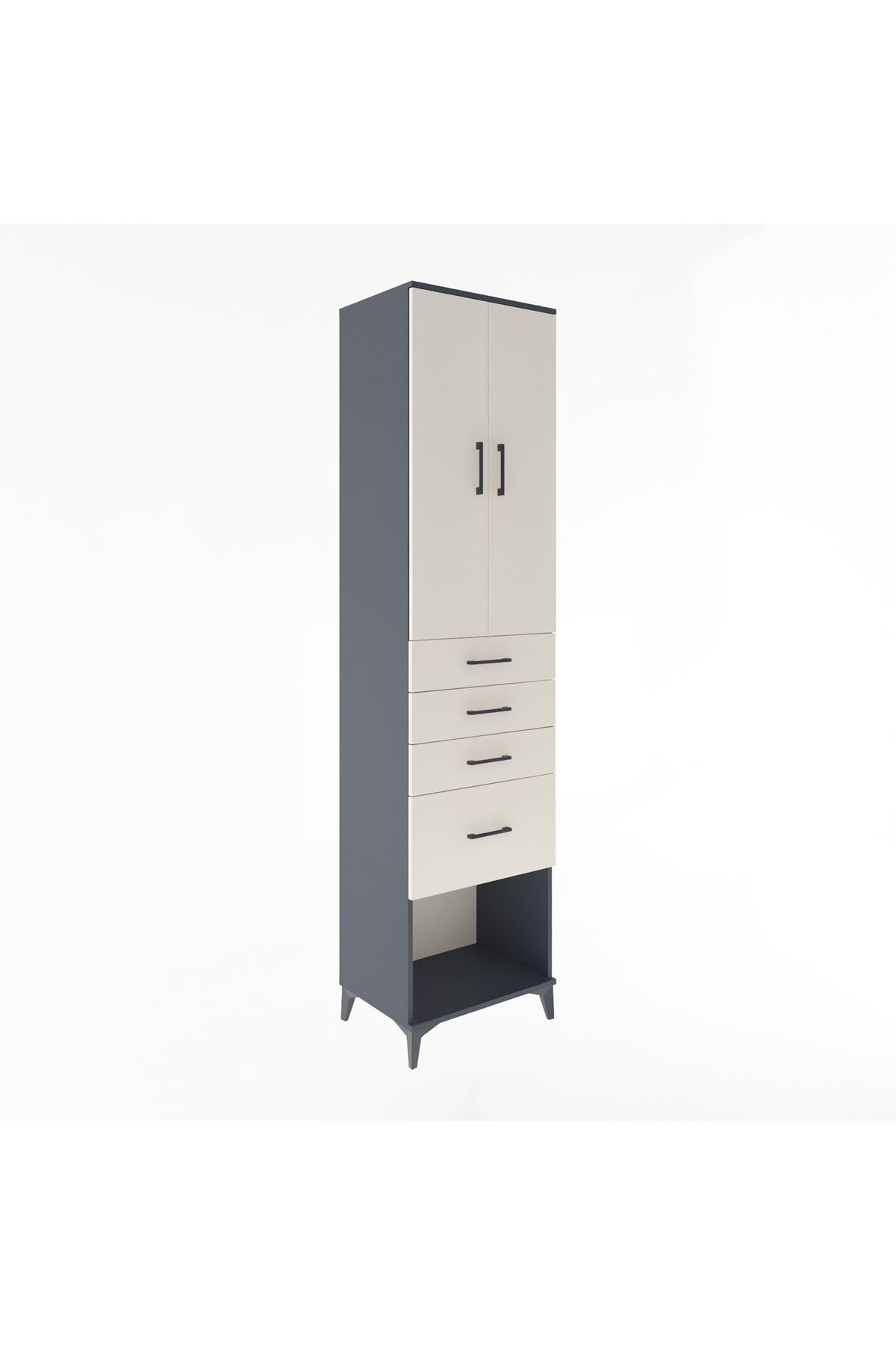 Hyperion Dolap 3 Raflı 4 Çekmeceli 2 Kapaklı 60x44x243 - S65M025V4B