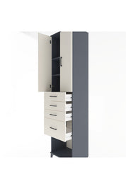 Hyperion Dolap 3 Raflı 4 Çekmeceli 2 Kapaklı 60x44x243 Antrasit-Aytaşı