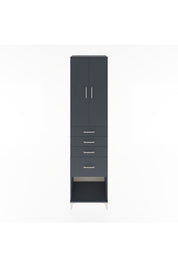 Hyperion Dolap 3 Raflı 4 Çekmeceli 2 Kapaklı 60x44x243 Antrasit-Antrasit