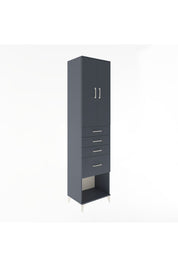 Hyperion Dolap 3 Raflı 4 Çekmeceli 2 Kapaklı 60x44x243 Antrasit-Antrasit
