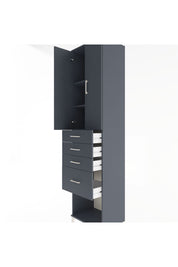 Hyperion Dolap 3 Raflı 4 Çekmeceli 2 Kapaklı 60x44x243 Antrasit-Antrasit
