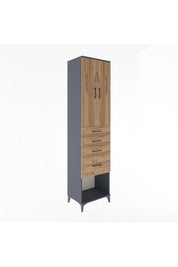 Hyperion Dolap 3 Raflı 4 Çekmeceli 2 Kapaklı 60x44x243 Antrasit-Çam
