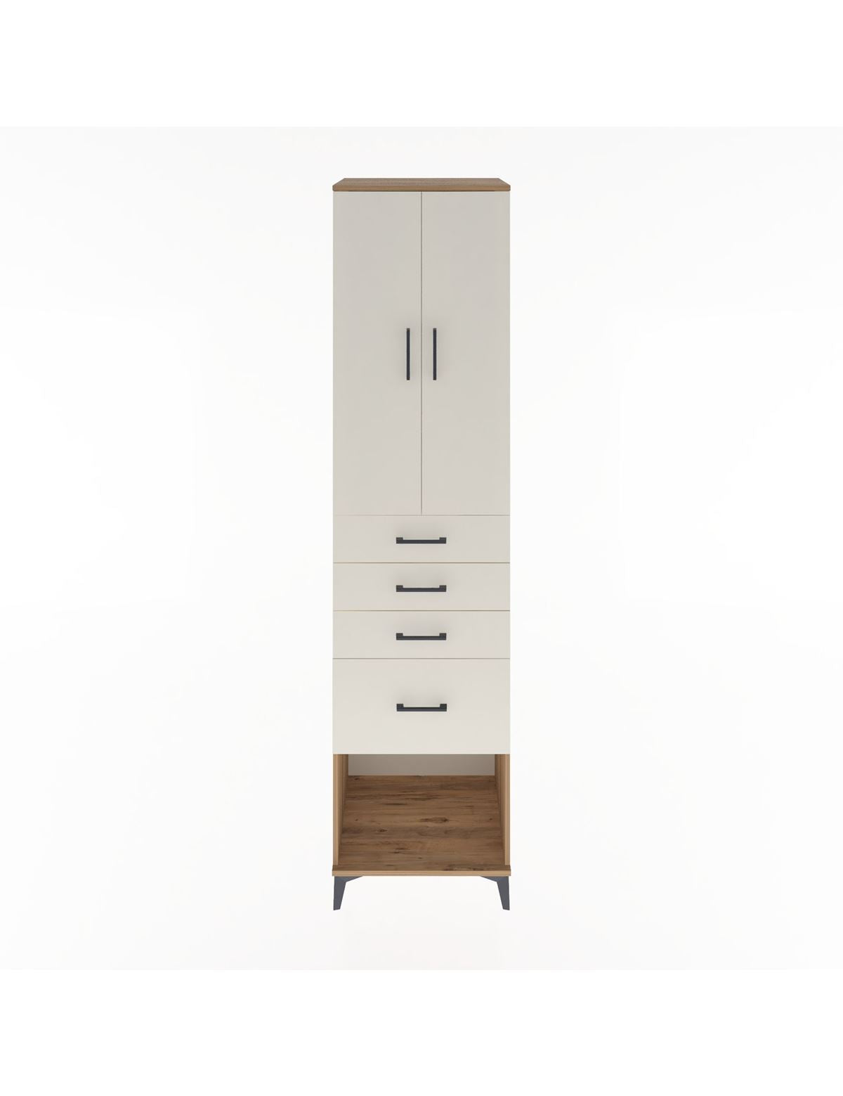 Hyperion Dolap 3 Raflı 4 Çekmeceli 2 Kapaklı 60x44x243 Çam-Aytaşı