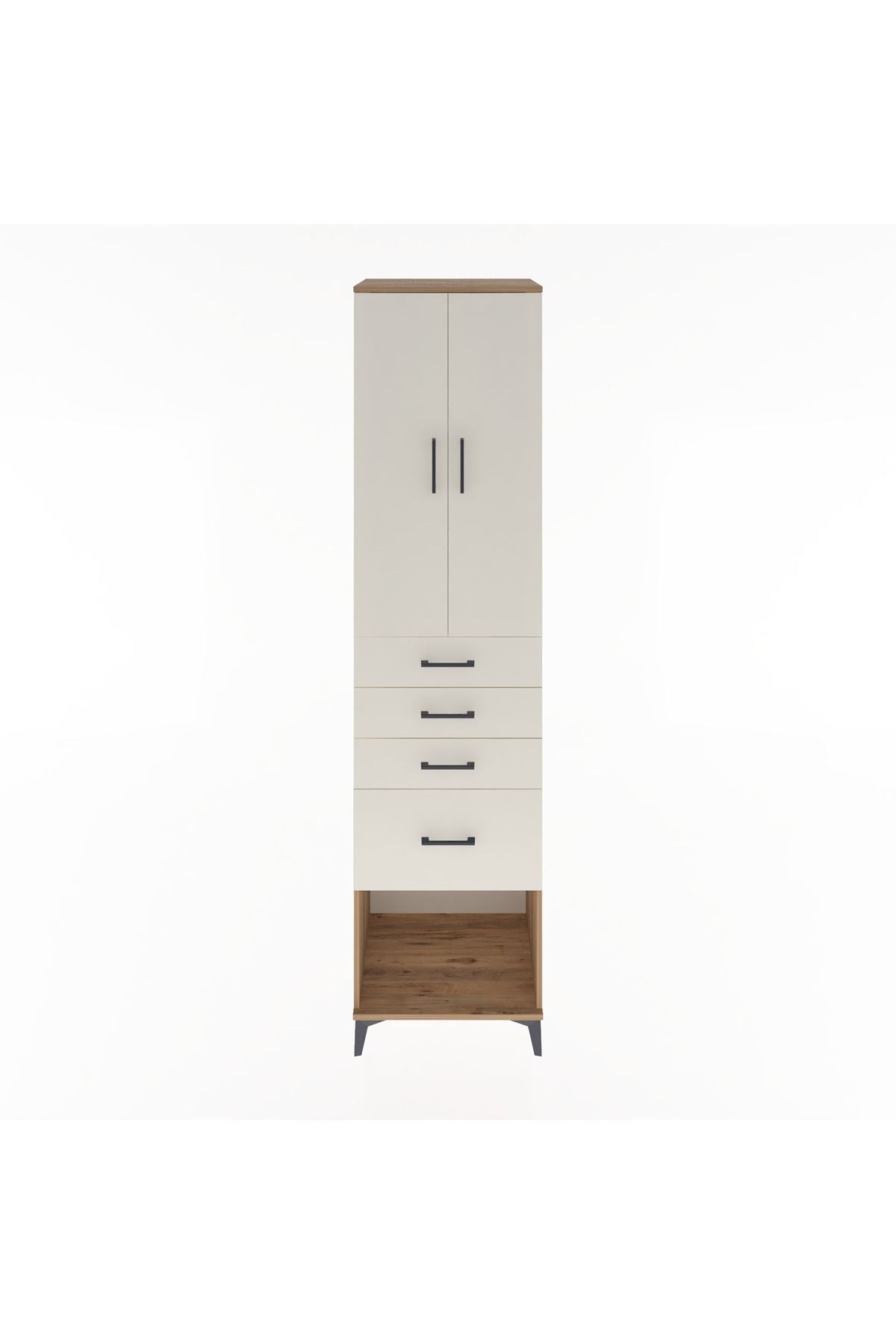 Hyperion Dolap 3 Raflı 4 Çekmeceli 2 Kapaklı 60x44x243 Çam-Aytaşı