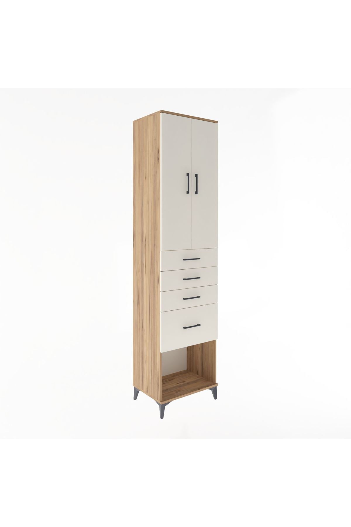 Hyperion Dolap 3 Raflı 4 Çekmeceli 2 Kapaklı 60x44x243 - S65M025V7B