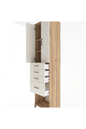 Hyperion Dolap 3 Raflı 4 Çekmeceli 2 Kapaklı 60x44x243 Çam-Aytaşı