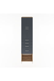 Hyperion Dolap 3 Raflı 4 Çekmeceli 2 Kapaklı 60x44x243 Çam-Antrasit
