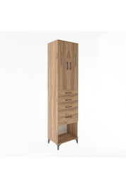 Hyperion Dolap 3 Raflı 4 Çekmeceli 2 Kapaklı 60x44x243 Çam-Çam