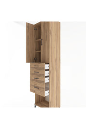 Hyperion Dolap 3 Raflı 4 Çekmeceli 2 Kapaklı 60x44x243 Çam-Çam