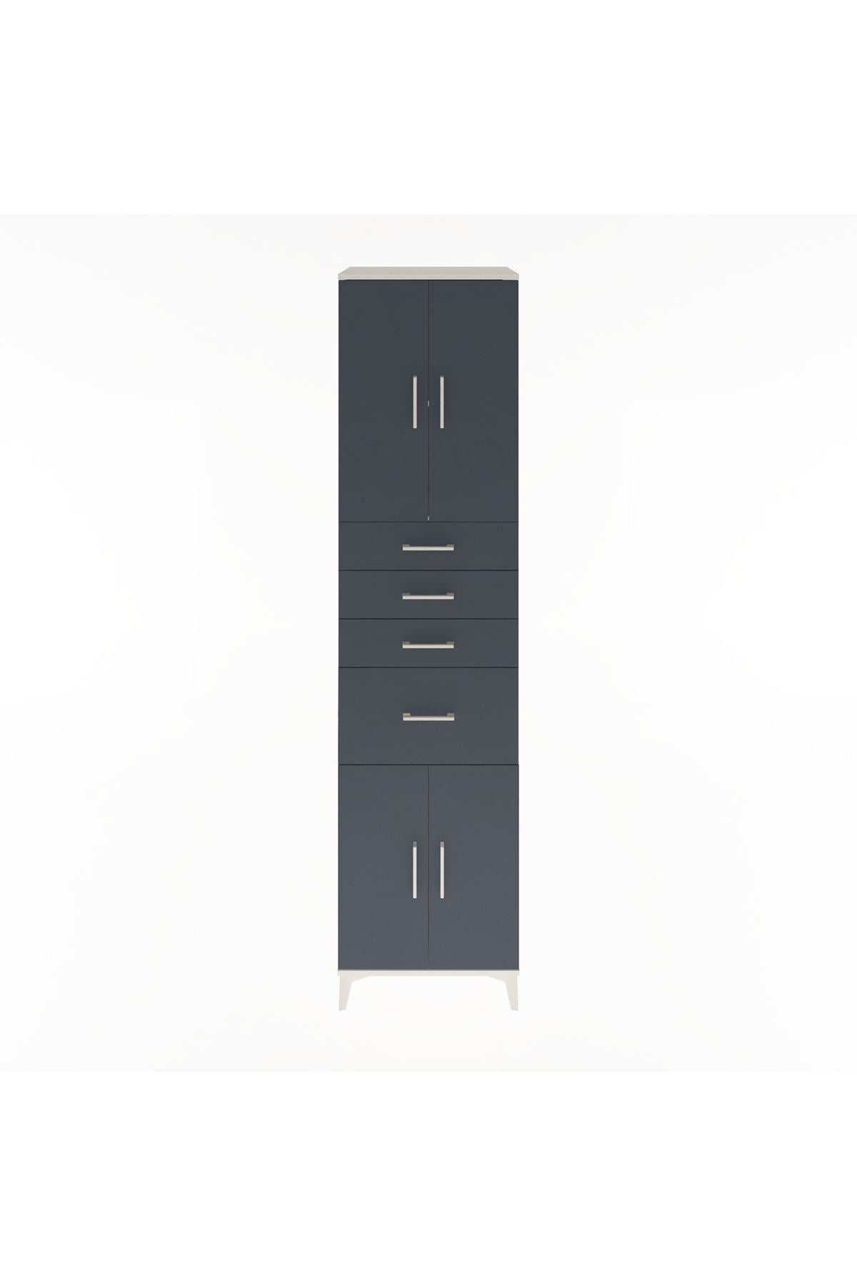 Hyperion Dolap 2 Raflı 4 Çekmeceli 4 Kapaklı 60x44x243 Aytaşı-Antrasit