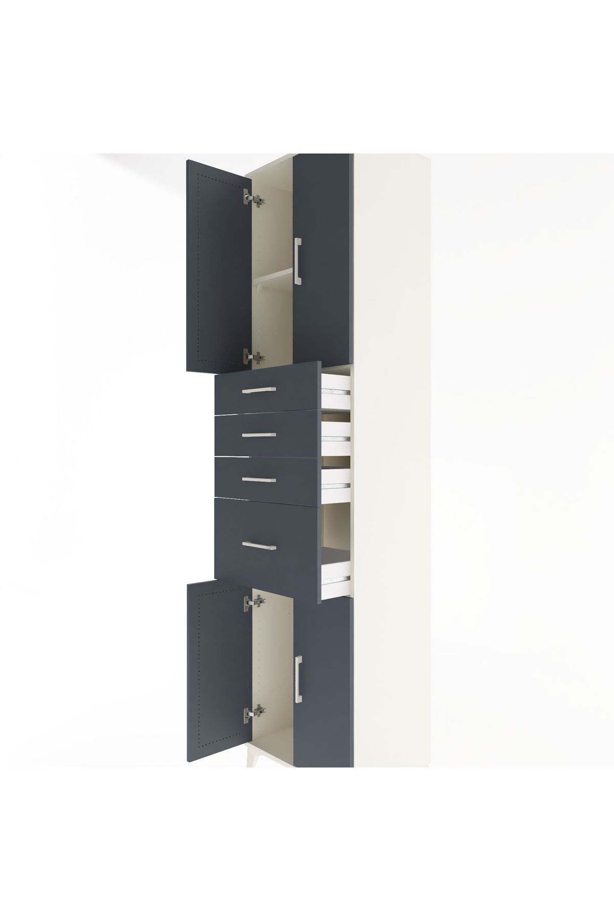 Hyperion Dolap 2 Raflı 4 Çekmeceli 4 Kapaklı 60x44x243 Aytaşı-Antrasit