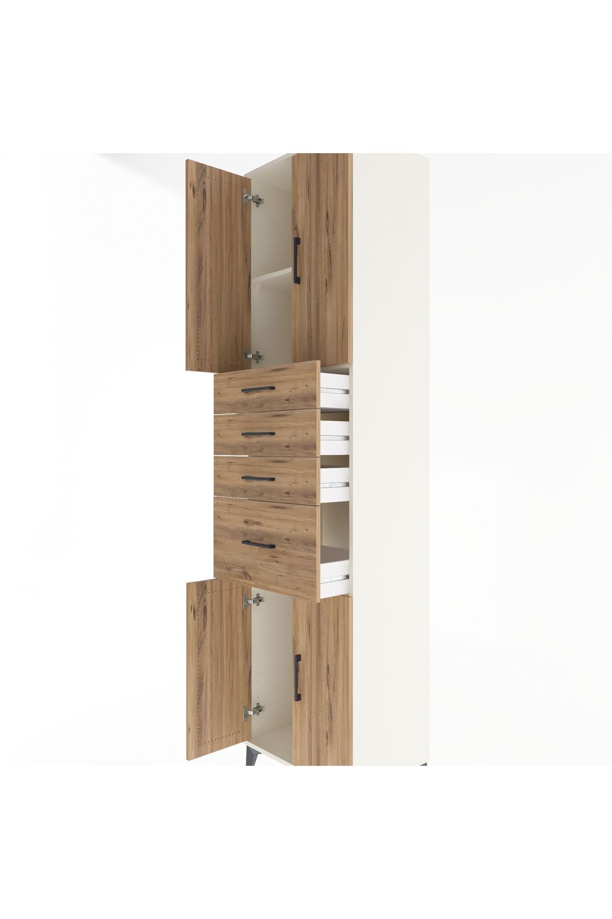 Hyperion Dolap 2 Raflı 4 Çekmeceli 4 Kapaklı 60x44x243 Aytaşı-Çam