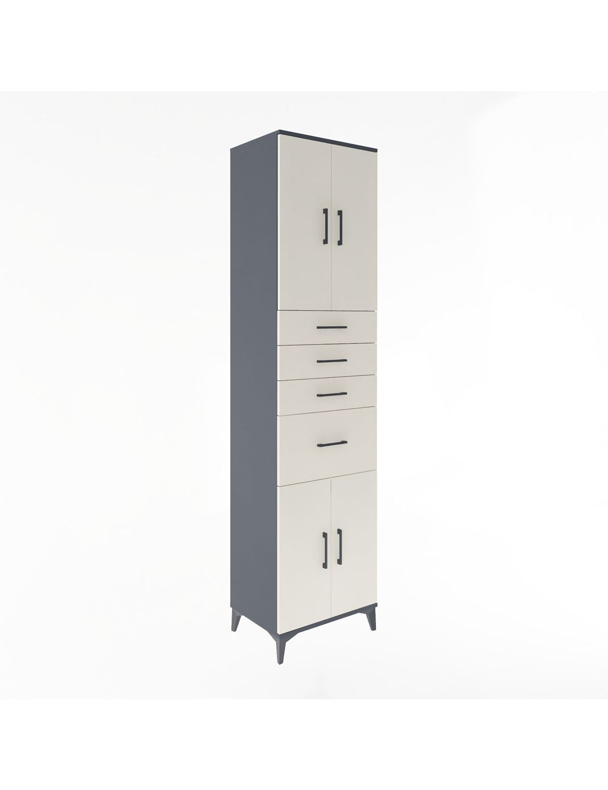 Hyperion Dolap 2 Raflı 4 Çekmeceli 4 Kapaklı 60x44x243 Antrasit-Aytaşı