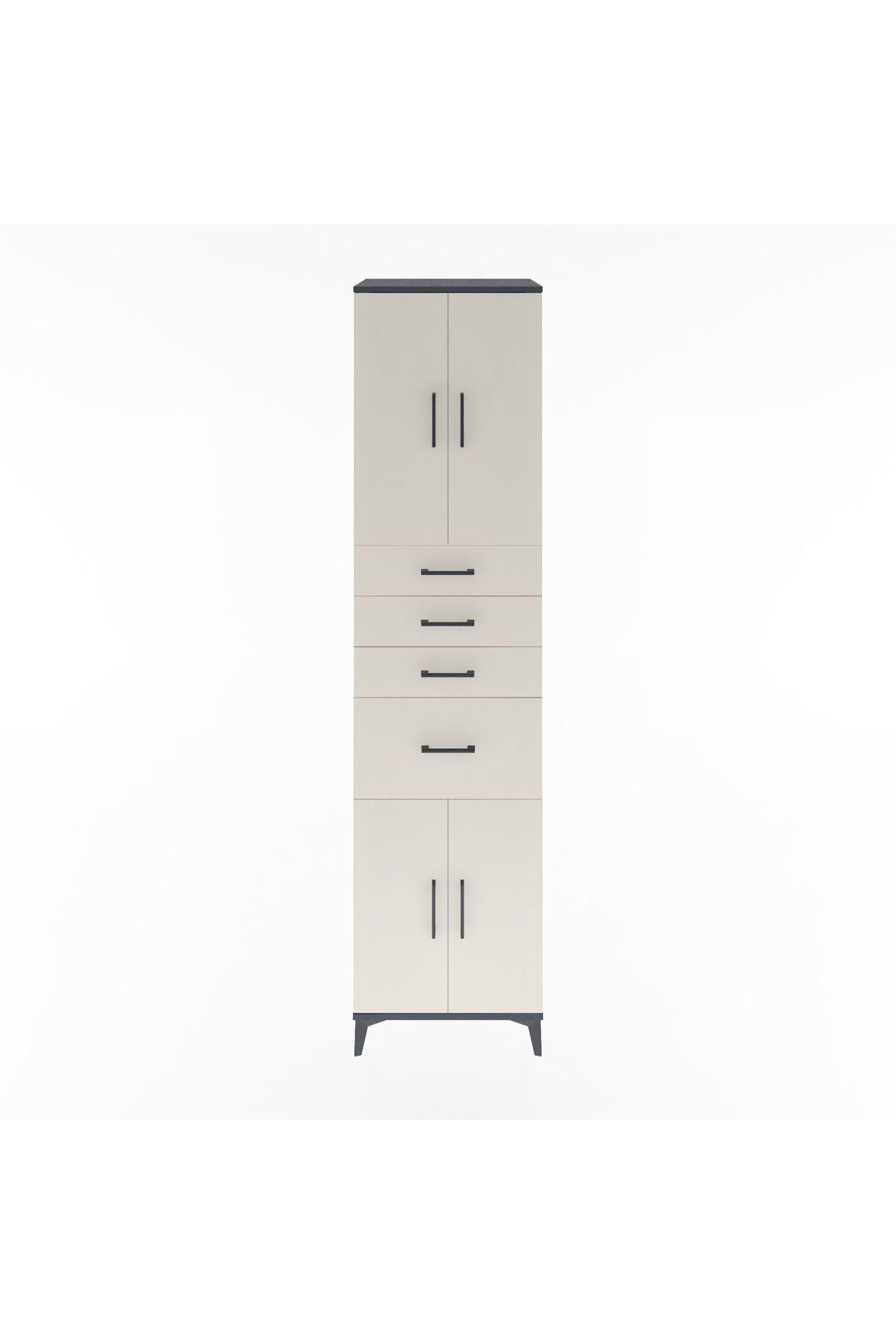 Hyperion Dolap 2 Raflı 4 Çekmeceli 4 Kapaklı 60x44x243 Antrasit-Aytaşı