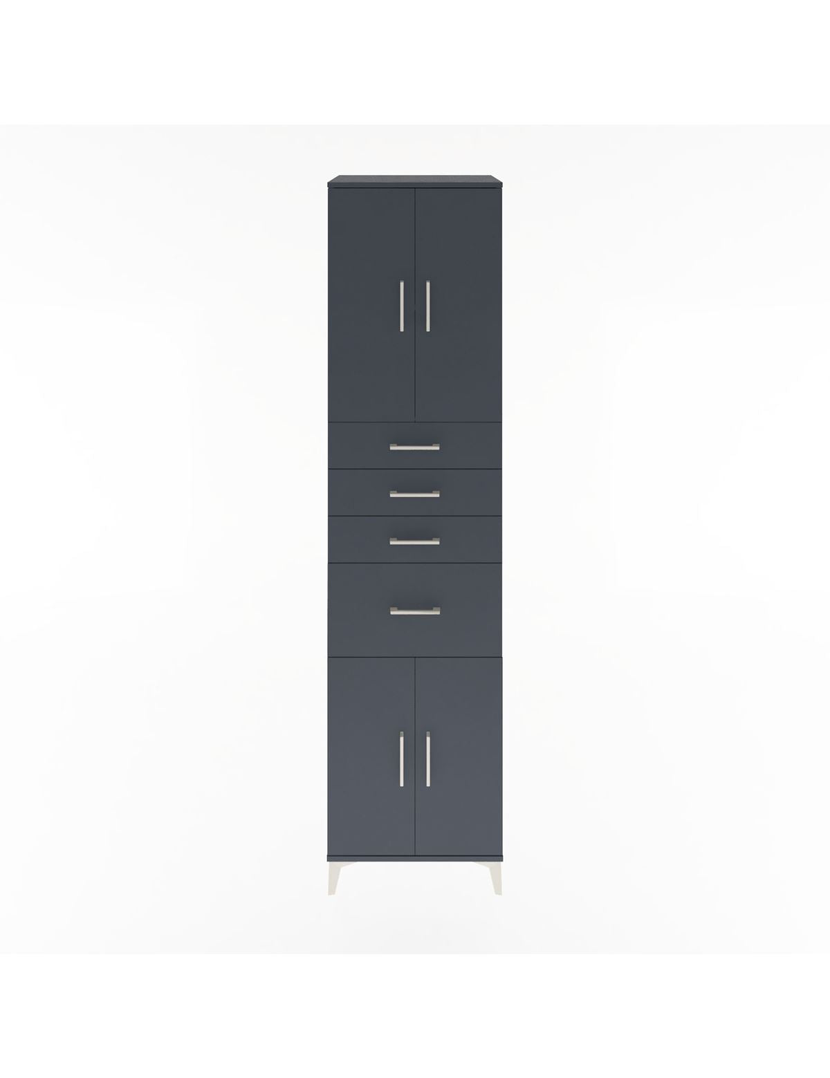 Hyperion Dolap 2 Raflı 4 Çekmeceli 4 Kapaklı 60x44x243 Antrasit-Antrasit