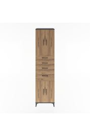 Hyperion Dolap 2 Raflı 4 Çekmeceli 4 Kapaklı 60x44x243 Antrasit-Çam