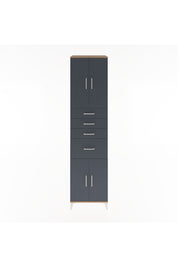 Hyperion Dolap 2 Raflı 4 Çekmeceli 4 Kapaklı 60x44x243 Çam-Antrasit