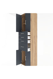 Hyperion Dolap 2 Raflı 4 Çekmeceli 4 Kapaklı 60x44x243 Çam-Antrasit