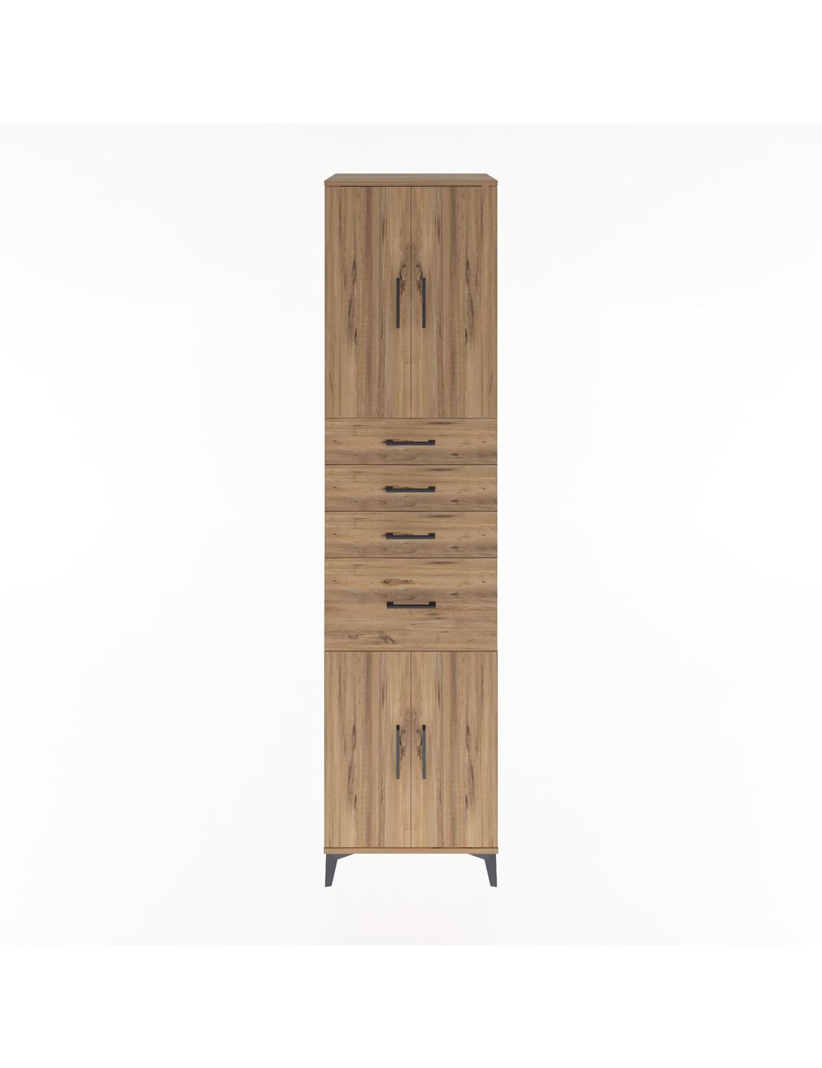 Hyperion Dolap 2 Raflı 4 Çekmeceli 4 Kapaklı 60x44x243 Çam-Çam