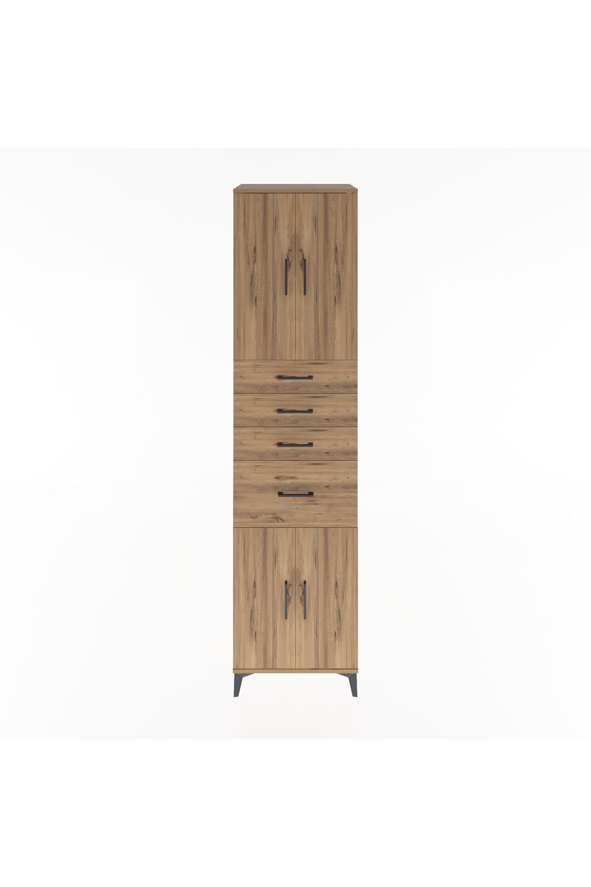 Hyperion Dolap 2 Raflı 4 Çekmeceli 4 Kapaklı 60x44x243 Çam-Çam