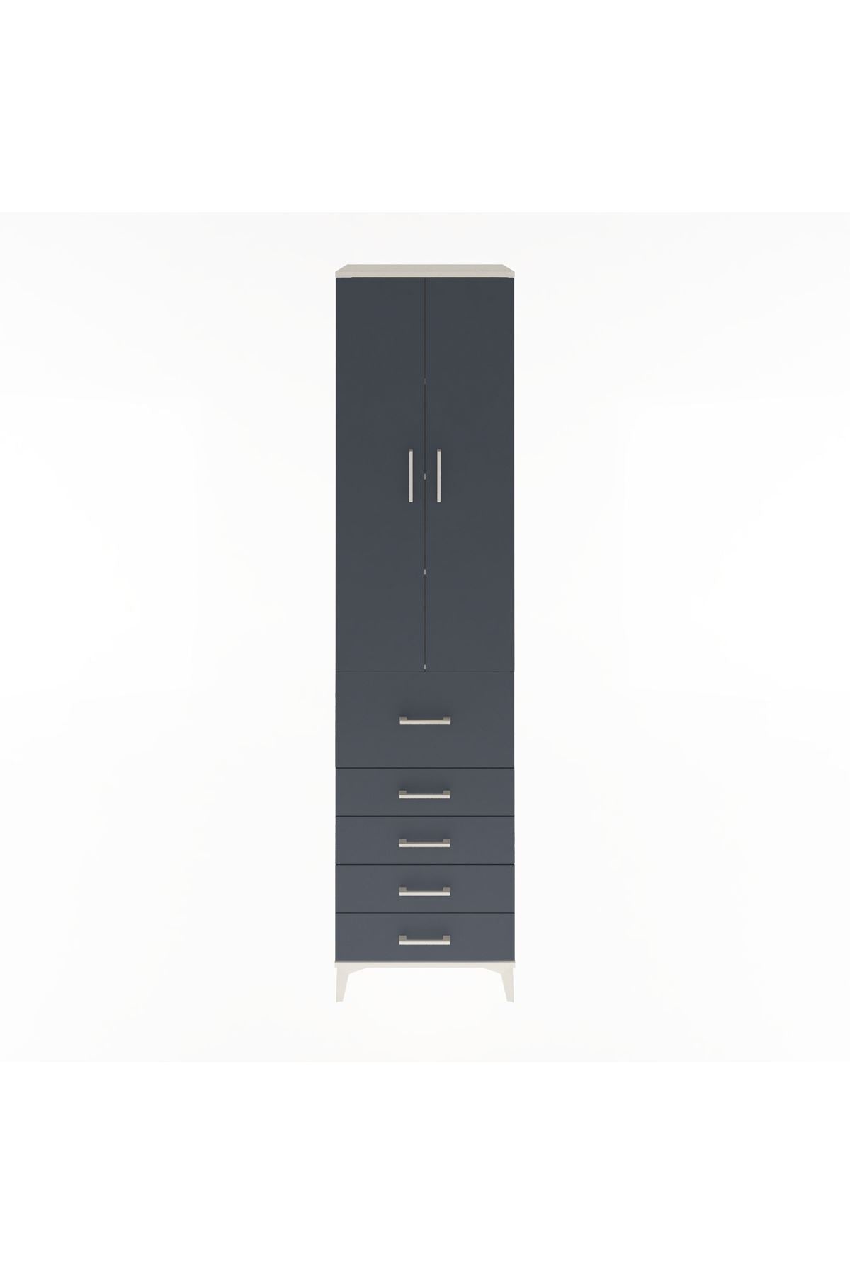 Hyperion Dolap 4 Raflı 5 Çekmeceli 2 Kapaklı 60x44x243 Aytaşı-Antrasit