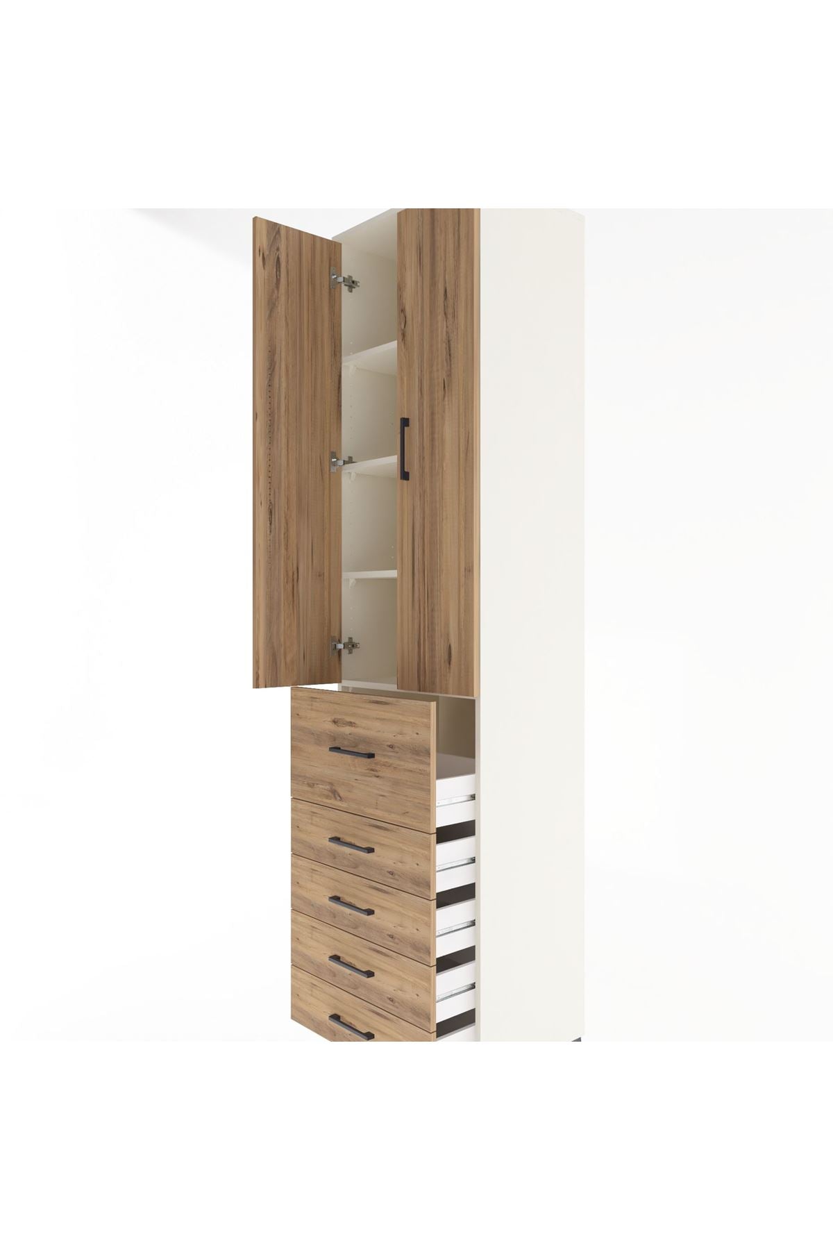 Hyperion Dolap 4 Raflı 5 Çekmeceli 2 Kapaklı 60x44x243 Aytaşı-Çam