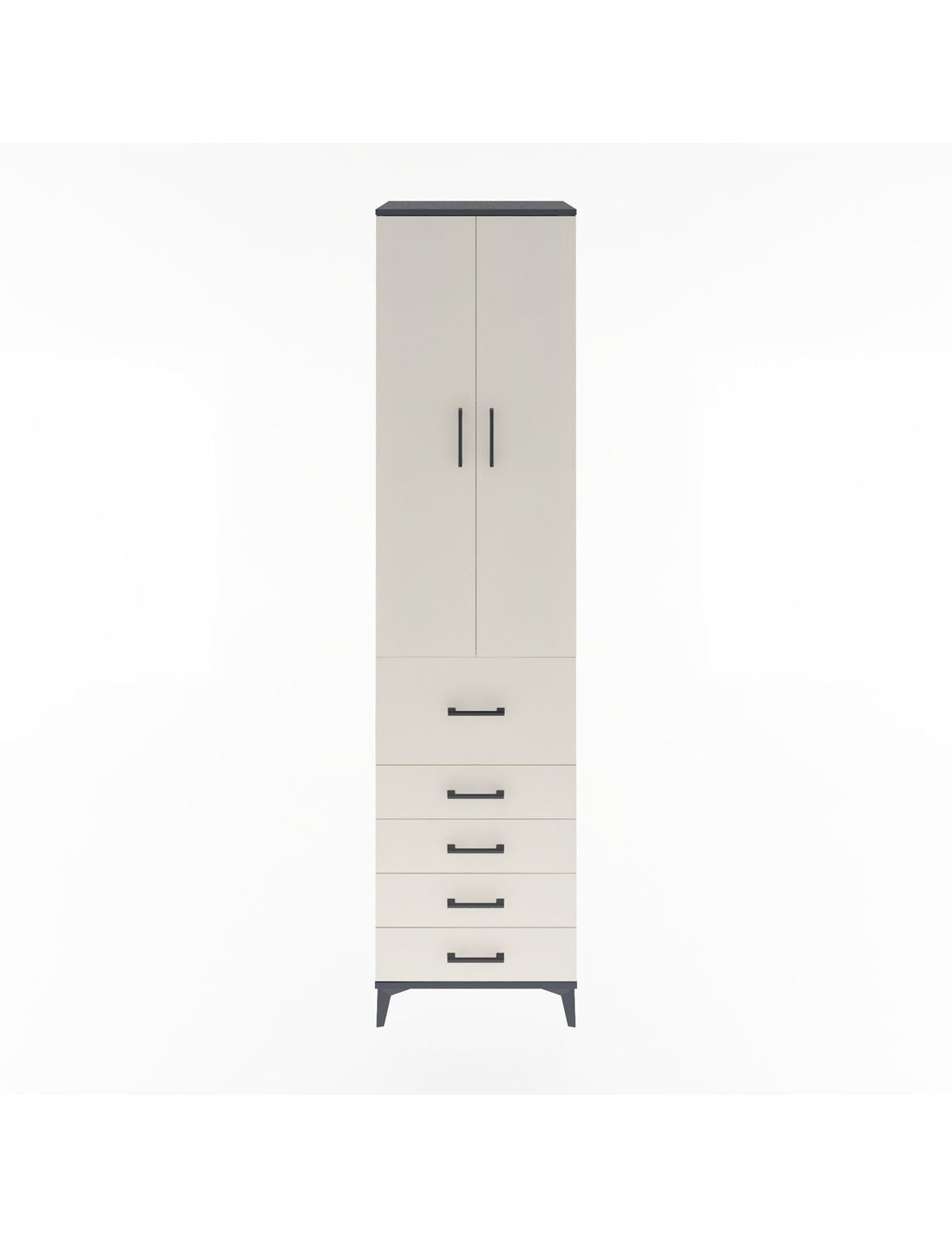 Hyperion Dolap 4 Raflı 5 Çekmeceli 2 Kapaklı 60x44x243 Antrasit-Aytaşı