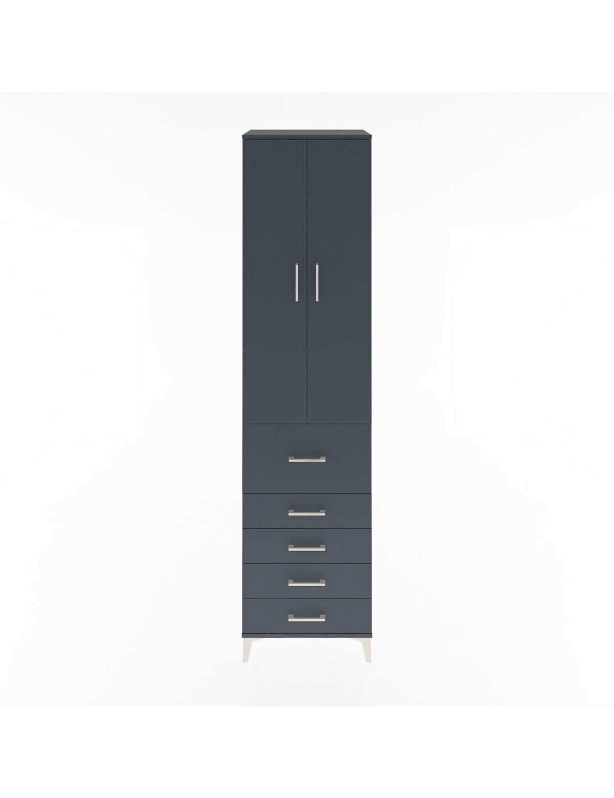 Hyperion Dolap 4 Raflı 5 Çekmeceli 2 Kapaklı 60x44x243 Antrasit-Antrasit