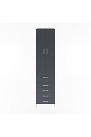 Hyperion Dolap 4 Raflı 5 Çekmeceli 2 Kapaklı 60x44x243 Antrasit-Antrasit