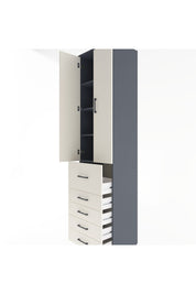 Hyperion Dolap 4 Raflı 5 Çekmeceli 2 Kapaklı 60x44x243 Antrasit-Aytaşı