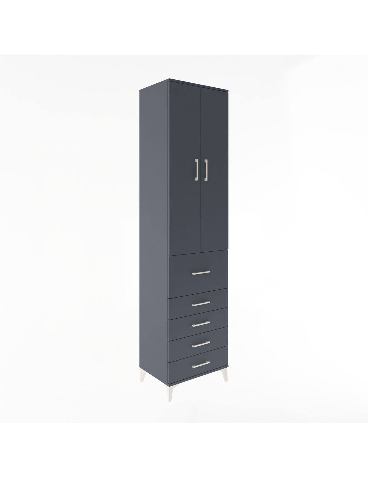 Hyperion Dolap 4 Raflı 5 Çekmeceli 2 Kapaklı 60x44x243 Antrasit-Antrasit