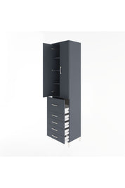 Hyperion Dolap 4 Raflı 5 Çekmeceli 2 Kapaklı 60x44x243 Antrasit-Antrasit