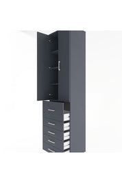 Hyperion Dolap 4 Raflı 5 Çekmeceli 2 Kapaklı 60x44x243 Antrasit-Antrasit