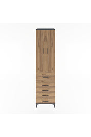 Hyperion Dolap 4 Raflı 5 Çekmeceli 2 Kapaklı 60x44x243 Antrasit-Çam