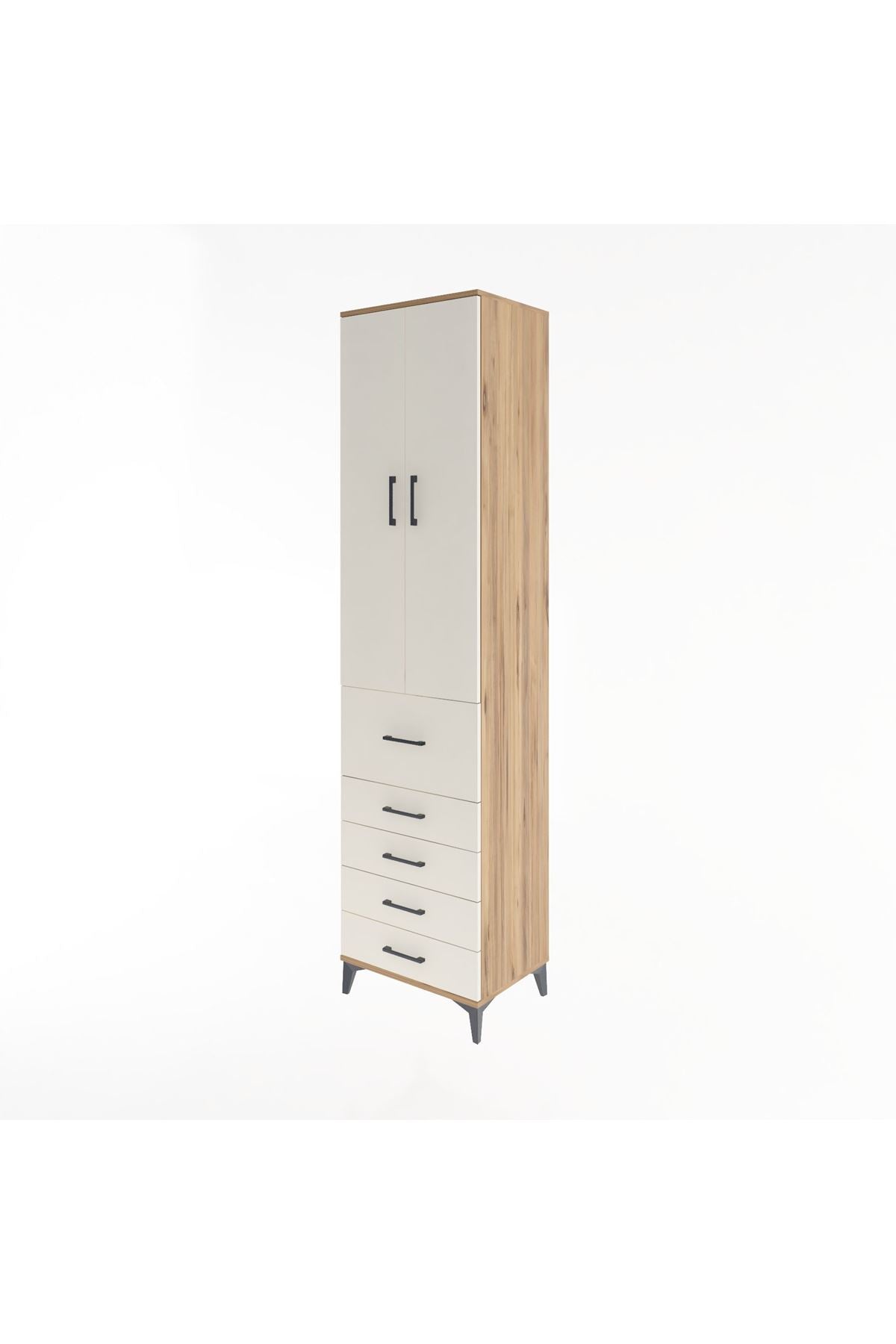 Hyperion Dolap 4 Raflı 5 Çekmeceli 2 Kapaklı 60x44x243 Çam-Aytaşı