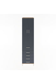 Hyperion Dolap 4 Raflı 5 Çekmeceli 2 Kapaklı 60x44x243 Çam-Antrasit