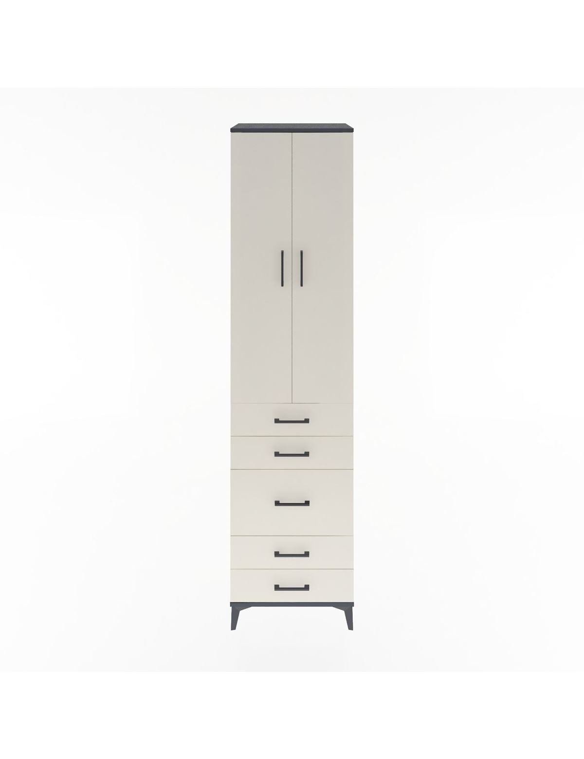 Hyperion Dolap 4 Raflı 5 Çekmeceli 2 Kapaklı 60x44x243 Antrasit-Aytaşı