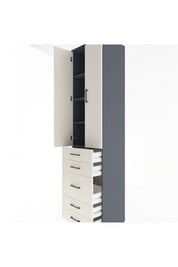 Hyperion Dolap 4 Raflı 5 Çekmeceli 2 Kapaklı 60x44x243 Antrasit-Aytaşı