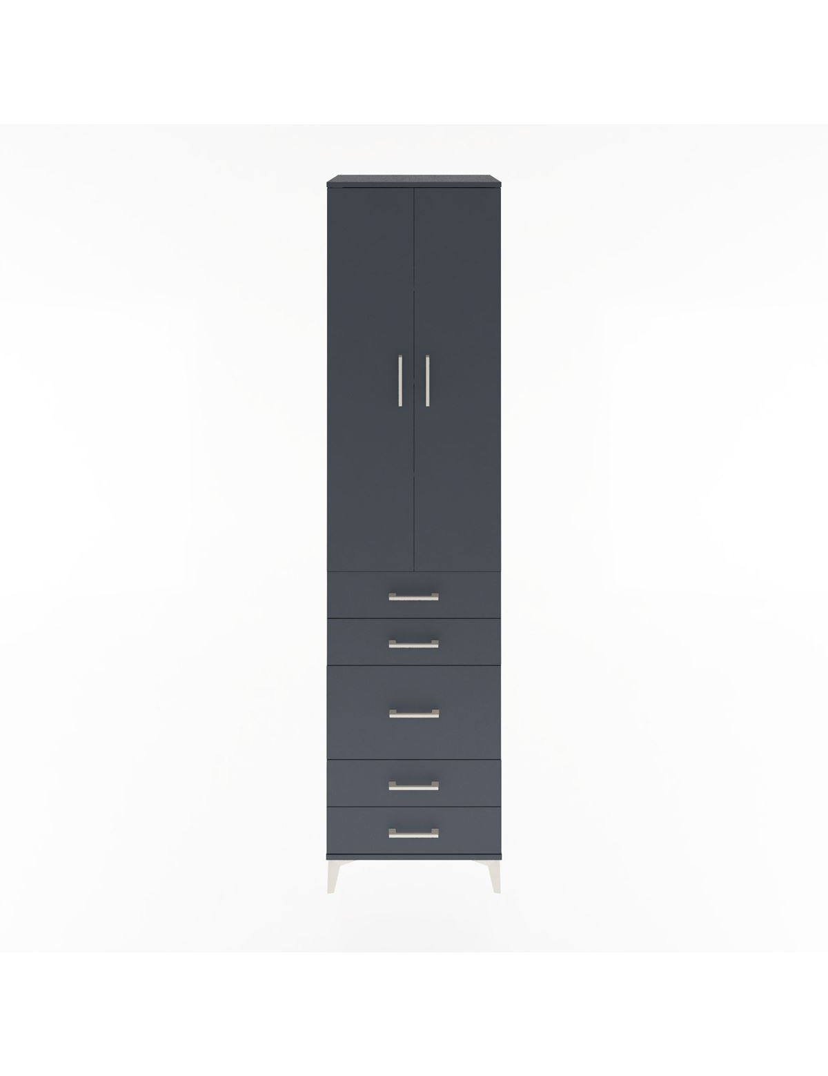 Hyperion Dolap 4 Raflı 5 Çekmeceli 2 Kapaklı 60x44x243 Antrasit-Antrasit