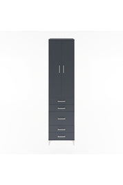 Hyperion Dolap 4 Raflı 5 Çekmeceli 2 Kapaklı 60x44x243 Antrasit-Antrasit