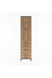 Hyperion Dolap 4 Raflı 5 Çekmeceli 2 Kapaklı 60x44x243 Antrasit-Çam
