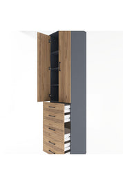 Hyperion Dolap 4 Raflı 5 Çekmeceli 2 Kapaklı 60x44x243 Antrasit-Çam