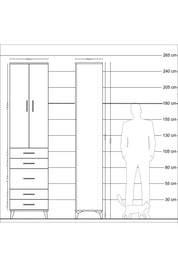 Hyperion Dolap 4 Raflı 5 Çekmeceli 2 Kapaklı 60x44x243 Çam-Aytaşı